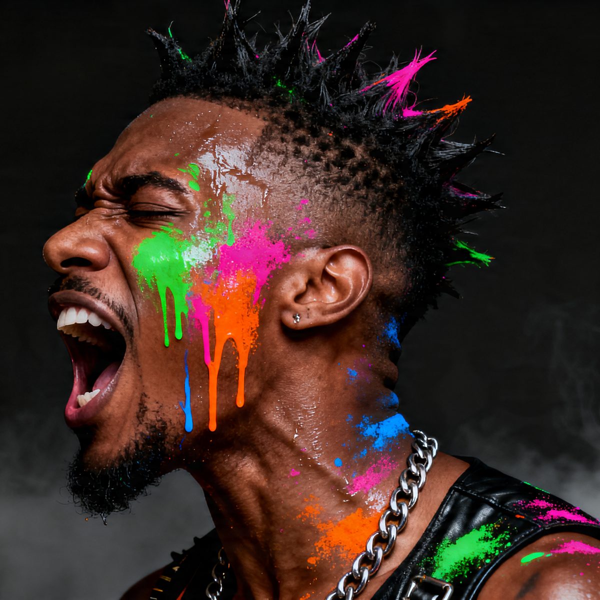 Close crop, paint on skin under flash