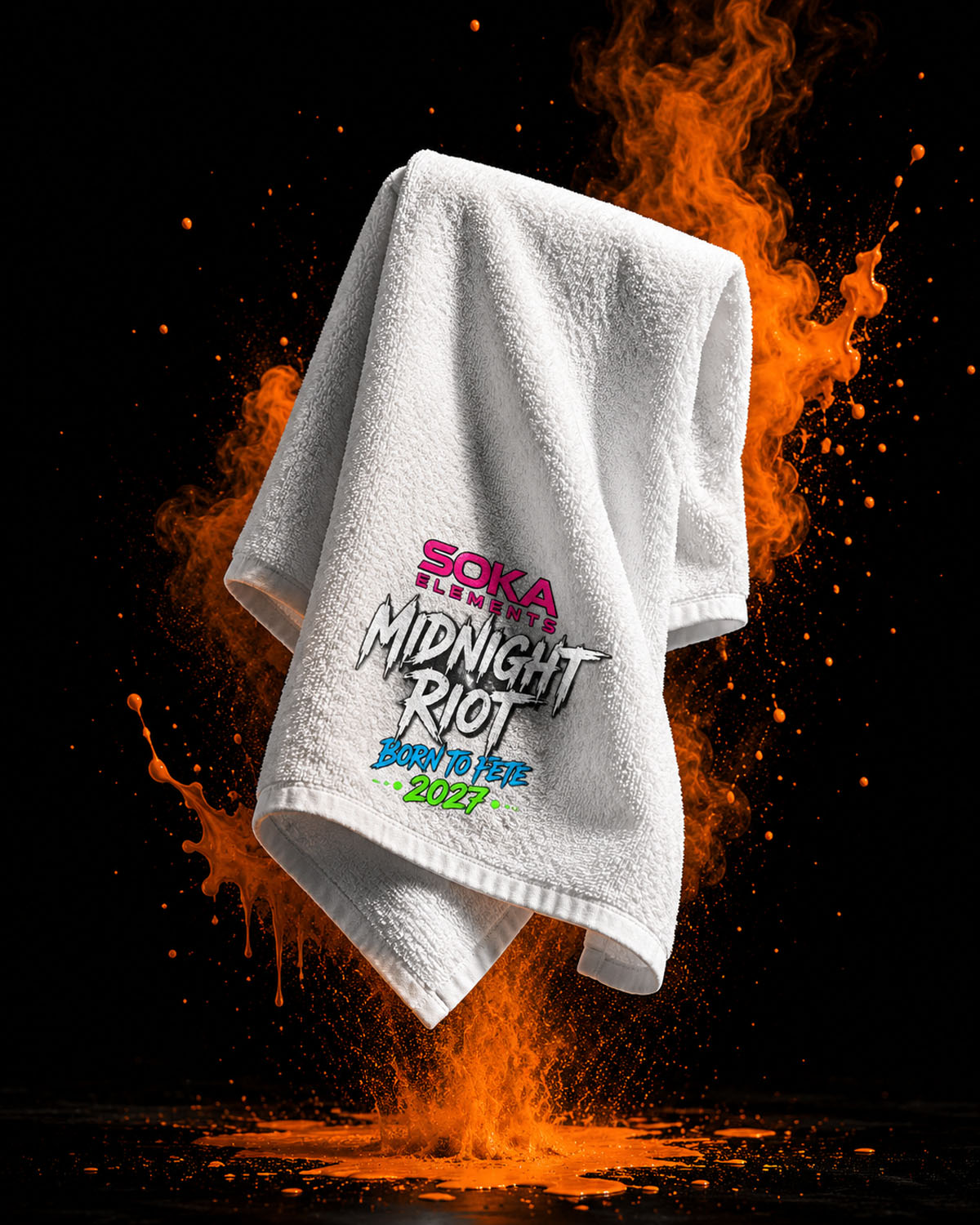 Paint Towel 04, white towel stained with paint and powder